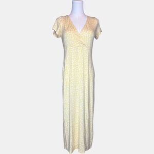 Billabong Women's XL Yellow Floral Maxi Dress Viscose Stretch | Boho Cottage